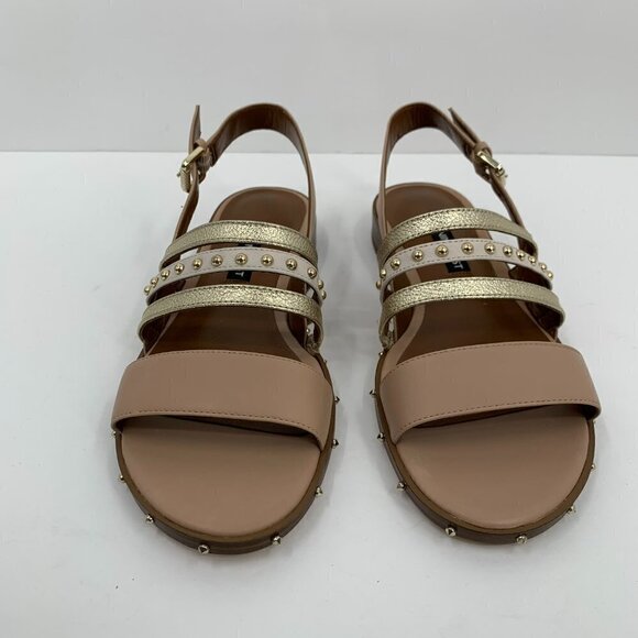 Nine West Chaylen slingback strappy shoe gold stud cream metallic new 6.5 - Picture 5 of 8